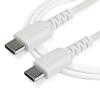 StarTech.com 20in (50cm) USB C Charging Cable, Coiled Heavy Duty Fast Charge & Sync USB-C Cable, USB 2.0 Type-C Cable, Rugged Aramid Fiber, Durable Male to Male USB Cable, Black (R2CCC-50C-USB-CABLE)(white)