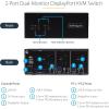 StarTech.com 2-Port Dual-Monitor DisplayPort KVM Switch, 4K 60Hz, 2X USB 5Gbps Hub Ports, 2X USB 2.0 HID Ports, Hotkey and Push-Button Switching, TAA Compliant (P2DD46A2-KVM-SWITCH)