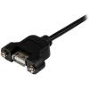 StarTech.com 2ft Panel Mount USB A-A Cable, Black, USB 2.0 Female to Male Adapter Cable, Braided, for Personal Computer(1 Count (Pack of 1))