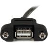 StarTech.com 2ft Panel Mount USB A-A Cable, Black, USB 2.0 Female to Male Adapter Cable, Braided, for Personal Computer(1 Count (Pack of 1))