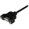 StarTech.com 2ft Panel Mount USB A-A Cable, Black, USB 2.0 Female to Male Adapter Cable, Braided, for Personal Computer(1 Count (Pack of 2))