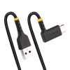 StarTech.com 3ft (1m) USB A to C Charging Cable, Coiled Heavy Duty Fast Charge & Sync USB-C Cable, USB 2.0 A to Type-C Cable, Rugged Aramid Fiber, Durable Male to Male USB, Black (R2ACC-1M-USB-CABLE)(right angle)