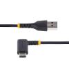 StarTech.com 3ft (1m) USB A to C Charging Cable, Coiled Heavy Duty Fast Charge & Sync USB-C Cable, USB 2.0 A to Type-C Cable, Rugged Aramid Fiber, Durable Male to Male USB, Black (R2ACC-1M-USB-CABLE)(right angle)