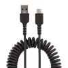 StarTech.com 3ft (1m) USB A to C Charging Cable, Coiled Heavy Duty Fast Charge & Sync USB-C Cable, USB 2.0 A to Type-C Cable, Rugged Aramid Fiber, Durable Male to Male USB, Black (R2ACC-1M-USB-CABLE)(Coiled)