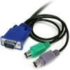 StarTech.com 3-in-1 Ultra Thin PS/2 KVM Cable – Keyboard / video / mouse (KVM) cable – PS/2, HD-15 (VGA) (M) to HD-15 (VGA) (M) – 6 ft (SVECON6)(6 ft / 2m – VGA)