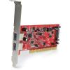 StarTech.com 4 Port PCI SuperSpeed USB 3.0 Adapter Card with SATA/SP4 Power, Quad Port PCI USB-A 3.0 (5Gbps) Controller Card, Red, Windows Only , TAA (PCIUSB3S4)(2 port)