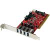 StarTech.com 4 Port PCI SuperSpeed USB 3.0 Adapter Card with SATA/SP4 Power, Quad Port PCI USB-A 3.0 (5Gbps) Controller Card, Red, Windows Only , TAA (PCIUSB3S4)(4 port)