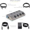 StarTech.com 4-Port Self-Powered USB-C Hub with Individual On/Off Switches, USB 3.0 5Gbps Expansion Hub w/Power Supply, Desktop/Laptop USB-C to USB-A Hub, USB Type C Hub w/BC 1.2 (5G4AIBS-USB-HUB-NA)