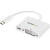 StarTech.com USB C to DVI Adapter with Power Delivery – 1080p USB Type-C to DVI-D Single Link Video Display Converter w/ Charging – 60W PD Pass-Through – Thunderbolt 3 Compatible – White (CDP2DVIUCPW)