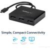 StarTech.com USB-C to Dual DisplayPort 1.2 Adapter, USB Type-C Multi-Monitor MST Hub, Dual 4K 30Hz/1080p 60Hz DP Laptop Display Extender / Splitter, Extra-Long Built-In Cable, Windows (MSTCDP122DP)(3x DP 1.2)