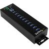 StarTech.com 10-Port USB 3.0 Hub with Power Adapter – Metal Industrial USB-A Hub with ESD & 350W Surge Protection – Din/Wall/Desk Mountable – High Speed USB 3.0 (5Gbps) – (5Gbps) Hub, TAA