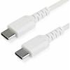 StarTech.com 20in (50cm) USB C Charging Cable, Coiled Heavy Duty Fast Charge & Sync USB-C Cable, USB 2.0 Type-C Cable, Rugged Aramid Fiber, Durable Male to Male USB Cable, Black (R2CCC-50C-USB-CABLE)(white)
