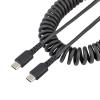 StarTech.com 20in (50cm) USB C Charging Cable, Coiled Heavy Duty Fast Charge & Sync USB-C Cable, USB 2.0 Type-C Cable, Rugged Aramid Fiber, Durable Male to Male USB Cable, Black (R2CCC-50C-USB-CABLE)(Coiled)