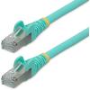 StarTech.com 2ft CAT6a Ethernet Cable – Low Smoke Zero Halogen (LSZH) – 10 Gigabit 500MHz 100W PoE RJ45 S/FTP Blue Network Patch Cord Snagless w/Strain Relief (NLBL-2F-CAT6A-PATCH)(Aqua)