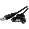 StarTech.com 2ft Panel Mount USB A-A Cable, Black, USB 2.0 Female to Male Adapter Cable, Braided, for Personal Computer(1 Count (Pack of 1))