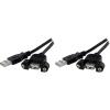 StarTech.com 2ft Panel Mount USB A-A Cable, Black, USB 2.0 Female to Male Adapter Cable, Braided, for Personal Computer(1 Count (Pack of 2))