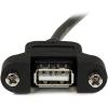 StarTech.com 2ft Panel Mount USB A-A Cable, Black, USB 2.0 Female to Male Adapter Cable, Braided, for Personal Computer(2 ft)