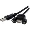 StarTech.com 2ft Panel Mount USB A-A Cable, Black, USB 2.0 Female to Male Adapter Cable, Braided, for Personal Computer(3 ft)