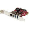 StarTech.com 3 Port PCI Express USB 3.0 Card + Gigabit Ethernet – Fits Standard & Low-Profile PCs – UASP Supported – 5Gbps – Optional SATA Power , TAA (PEXUSB3S3GE)