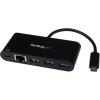 StarTech.com 3 Port USB-C Hub with Gigabit Ethernet & 60W Power Delivery Passthrough Laptop Charging – USB-C to 3x USB-A (USB 3.0 SuperSpeed 5Gbps) – USB 3.1/3.2 Gen 1 Type-C Adapter Hub (HB30C3AGEPD)(Black)
