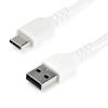 StarTech.com 3ft (1m) USB A to C Charging Cable, Coiled Heavy Duty Fast Charge & Sync USB-C Cable, USB 2.0 A to Type-C Cable, Rugged Aramid Fiber, Durable Male to Male USB, Black (R2ACC-1M-USB-CABLE)(white)