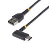 StarTech.com 3ft (1m) USB A to C Charging Cable, Coiled Heavy Duty Fast Charge & Sync USB-C Cable, USB 2.0 A to Type-C Cable, Rugged Aramid Fiber, Durable Male to Male USB, Black (R2ACC-1M-USB-CABLE)(right angle)