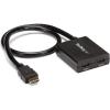 StarTech.com 4K HDMI Splitter 1 In 2 Out – 4K 30Hz HDMI 1.4 2 Port Video Splitter Box -with high speed HDMI cable, USB power cable – Black (ST122HD4KU)(4K 30Hz)