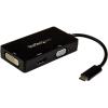 StarTech.com 4K USB C to HDMI, VGA & DVI Multi Port Video Display Adapter for Mac / Windows Laptop & Monitor (CDPVGDVHDBP)(Black)