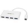 StarTech.com 4-Port USB-C Hub – 5Gbps – Bus Powered – USB C to 4x USB-A Hub w/ Optional Auxiliary Power Input – Portable Desktop/Laptop USB Hub – 1ft (30cm) Cable – USB Expansion Hub (5G4AB-USB-C-HUB)(White)