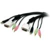 StarTech.com 4-in-1 USB DVI KVM Cable – Keyboard / video / mouse / audio extender – 4 pin USB Type A, mini-phone stereo 3.5 mm , DVI-I (USBDVI4N1A10)(10 ft | DVI-I)