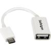 StarTech.com 5in Micro USB to USB OTG Host Adapter – Micro USB Male to USB A Female On-The-GO Host Cable Adapter (UUSBOTG)(White)