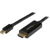 StarTech.com Mini DisplayPort to HDMI Adapter Cable – mDP to HDMI Adapter with Built-in Cable – Black – 3 m (10 ft.) – Ultra HD 4K 30Hz(Black)