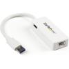 StarTech.com USB C to Gigabit Ethernet Adapter w/USB A Port – White 1Gbps NIC USB 3.0/USB 3.1 Type C Network Adapter – 1GbE USB-C RJ45/LAN TB3 Compatible Windows MacBook Pro Chromebook (US1GC301AUW)(White)
