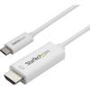 StarTech.com USB C to HDMI Cable – 4K 60Hz USB Type C to HDMI 2.0 Video Adapter Cable – Thunderbolt 3 Compatible – Laptop to HDMI Monitor/Display – DP 1.2 Alt Mode HBR2 – White (CDP2HD1MWNL),3.3 feet(White)