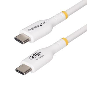 StarTech.com 2m White USB-C Charging Cable, USB-IF Certified USB C Cable, 240W PD, USB 2.0 Type-C Laptop Charger Cord, M/M