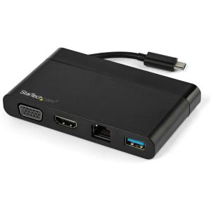 StarTech.com USB C Multiport Adapter – Portable USB-C Mini Dock 4K HDMI Video – Gigabit Ethernet, USB 3.0 Hub (1x USB-A 1x USB-C) – USB Type-C Multiport Adapter – Thunderbolt 3 Compatible, TAA(1x USB-A 3.0 | HDMI  VGA | w/ hideaway cable)