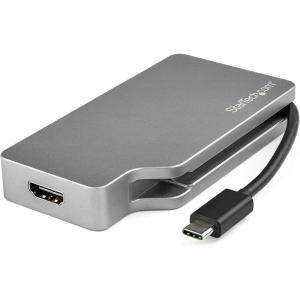 StarTech.com USB C Multiport Video Adapter w/ HDMI, VGA, Mini DisplayPort or DVI – USB Type C Monitor Adapter to HDMI 2.0 or mDP 1.2 (4K 60Hz) – VGA or DVI (1080p) – Space Gray Aluminum (CDPVDHDMDP2G)