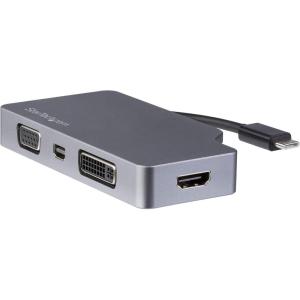 StarTech.com USB C Multiport Video Adapter with HDMI, VGA, Mini DisplayPort or DVI – USB Type C Monitor Adapter to HDMI 1.4 or mDP 1.2 (4K) – VGA or DVI (1080p) – Space Gray Aluminum (CDPVDHDMDPSG)(Space Grey)