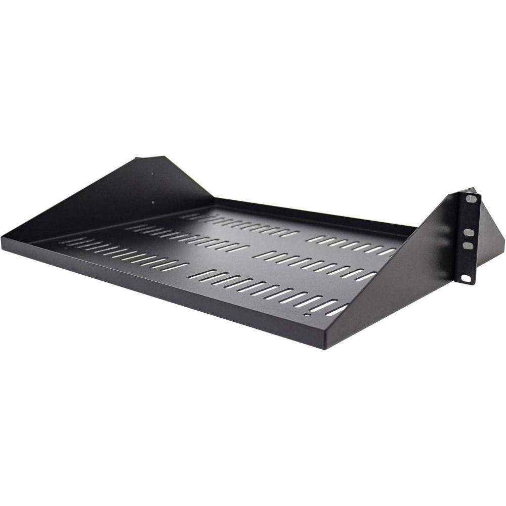 imageStarTechcom 2U Server Rack Shelf Center Mounted Universal Vented Rackmount Cantilever Tray for 19quot Network Equipment Rack Heavy Duty Steel 200lb Capacity 20quot Deep Black SHELF2U20CENTERV14 Depth