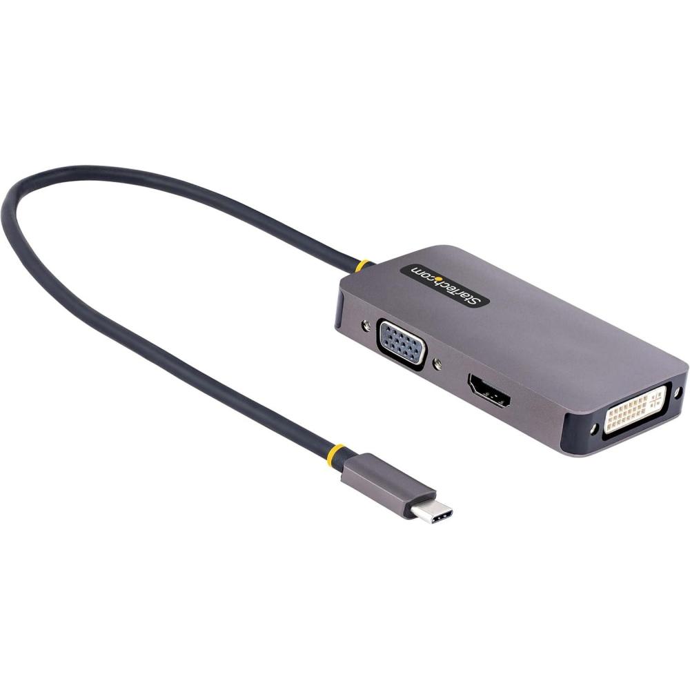 imageStarTechcom USB C Video Adapter USB C to HDMI DVI VGA Adapter Up to 4K 60Hz Aluminum Multiport Video Display Adapter Thunderbolt 34 Compatible USB Type C Travel Adapter 118USBCHDMIVGADVI