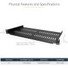 StarTech.com 1U 4-Post Adjustable Server Rack Mount Shelf – 330lbs(150 kg) – 19.5 to 38in Adjustable Mounting Depth Universal Tray for 19″ AV, Data & Network Equipment Rack – 27.5in Deep (ADJSHELFHD)(250 lbs | Vented)