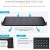 StarTech.com 1U Vented Server Rack Shelf, 12in/31.5cm Mounting Depth, for 19″ Rack/Cabinet, SPCC Steel, Max 25lb/11.3kg(12″)