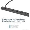 StarTech.com 24 Outlet 120V 15A Rackmount Power Strip – Power distribution strip (rack-mountable) – output connectors: 24 – 10 ft – RKPW247015,Black
