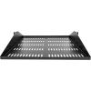 StarTech.com 2U Server Rack Shelf, Center Mounted Universal Vented Rackmount Cantilever Tray for 19″ Network Equipment Rack, Heavy Duty Steel, 200lb Capacity, 20″ Deep, Black (SHELF-2U-20-CENTER-V)(20″ Depth)