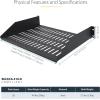 StarTech.com 2U Vented Server Rack Shelf, 16in/41.5cm Mounting Depth, for 19″ Rack/Cabinet, SPCC Steel, Max 44lb/20kg(16″)