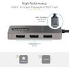 StarTech.com USB-C to Dual Displayport 1.4 Adapter, USB Type-C Muliti-Monitor MST Hub, Dual 5K 60Hz DP Laptop Display Extender / Splitter, HDR, Extra-Long Built-In Cable, Windows Only (MST14CD122DP)(3 x DP 1.4)
