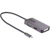 StarTech.com USB C Video Adapter, USB C to HDMI DVI VGA Adapter, Up to 4K 60Hz, Aluminum, Multiport Video Display Adapter, Thunderbolt 3/4 Compatible, USB Type C Travel Adapter (118-USBC-HDMI-VGADVI)