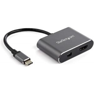 StarTech.com USB C Multiport Video Adapter – 4K 60Hz USB-C to HDMI 2.0 or Mini DisplayPort 1.2 Monitor Adapter – USB Type-C 2-in-1 Display Converter HDMI/MDP HBR2 HDR – TB3 Compatible (CDP2HDMDP)