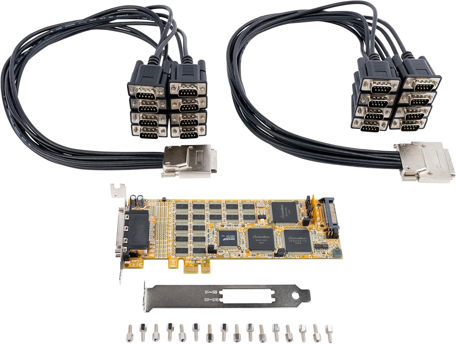 imageStarTechcom PCI Express Serial Card 16 DB9 RS232 Ports Low Full Profile Multiport Serial Adapter PCIe Serial Card TAA PEX16S550LP