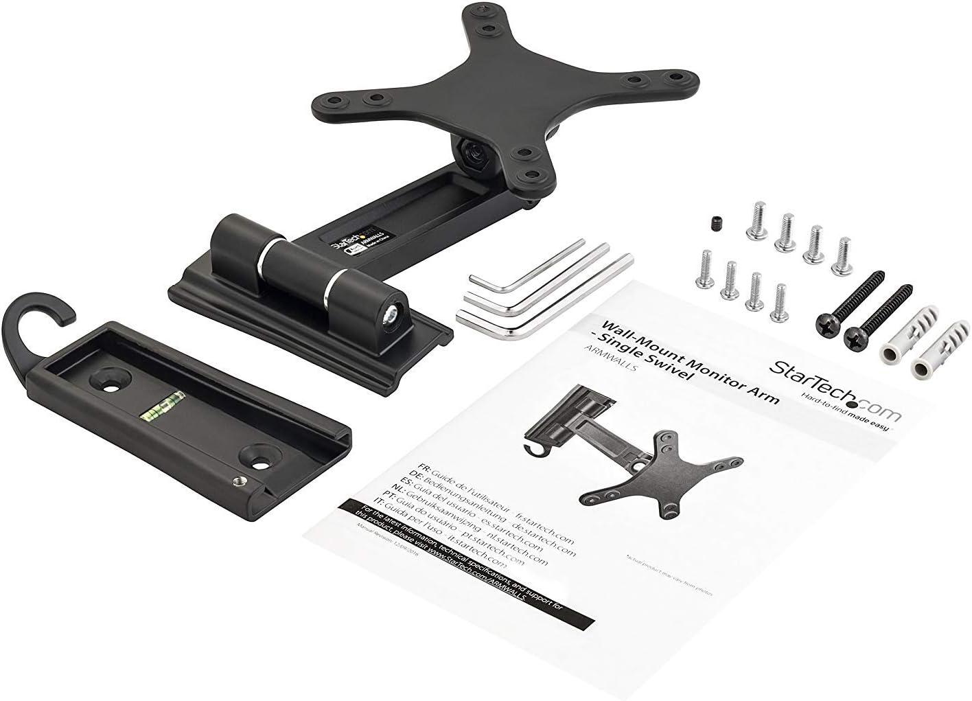 imageStarTechcom Wall Mount Monitor Arm Dual Swivel For VESA Mount Monitors FlatScreen TVs up toBlack